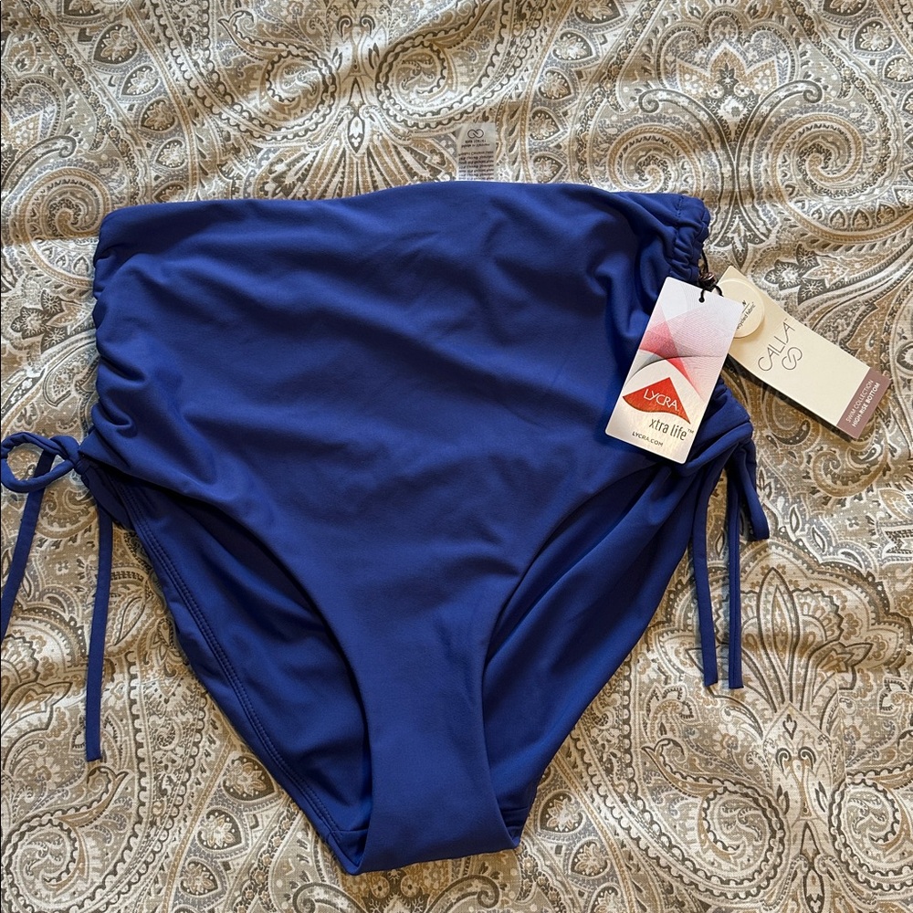Calia Medium High-Rise Blue Bikini Bottom